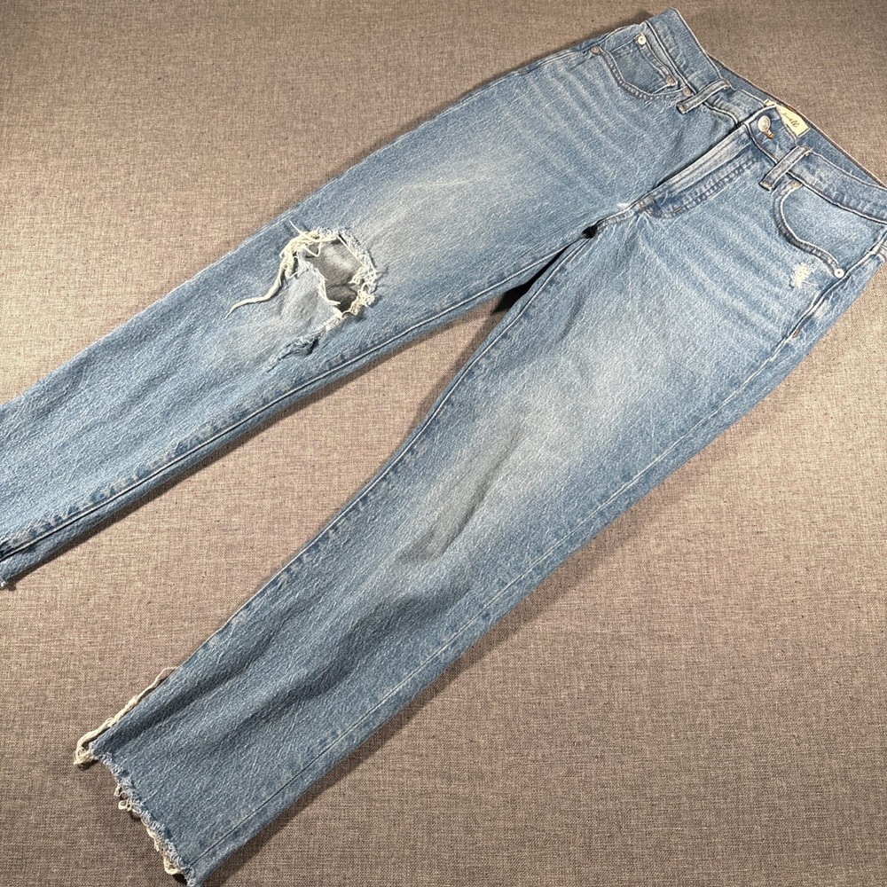 Madewell The Mid-Rise Perfect Vintage Jean Womens 27 Blue Distressed Raw‎ Hem